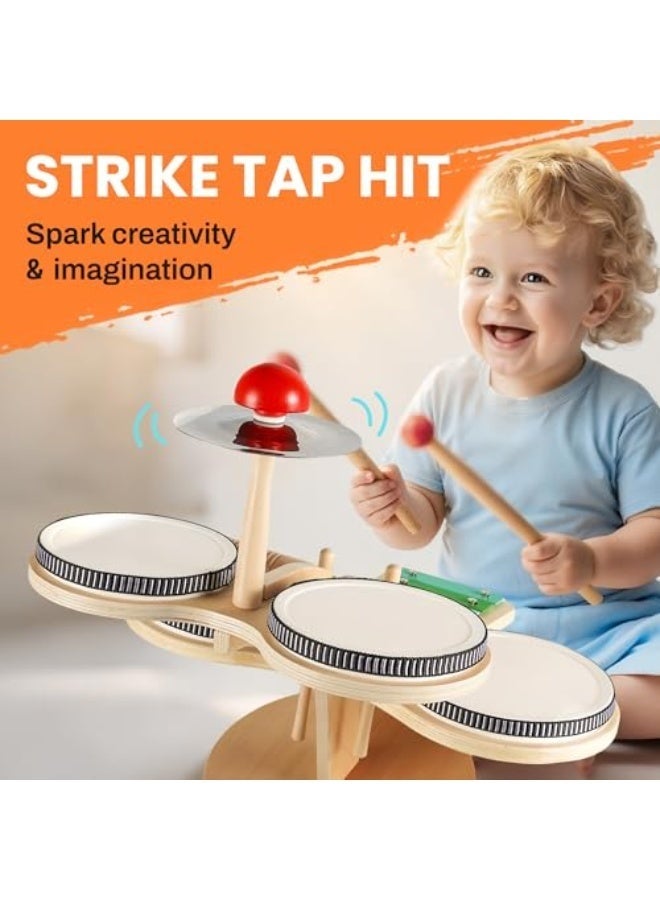 WALALLA All-in-One Wooden Percussion Set - 8 Musical Instruments with Xylophone & Cymbals, Montessori Learning Toy for Babies 18M+, Perfect Gift for 2-6 Year Olds - Image 3